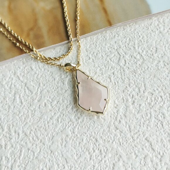 Kendra Scott Faceted Alex Gold Rose Quartz Convertible Necklace 🎉 - Picture 2 of 4